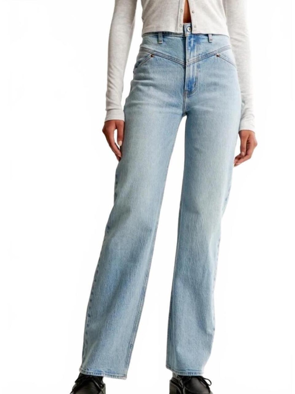 Abercrombie & Fitch Mid-Rise 90s Straight Light Blue Jeans for Women